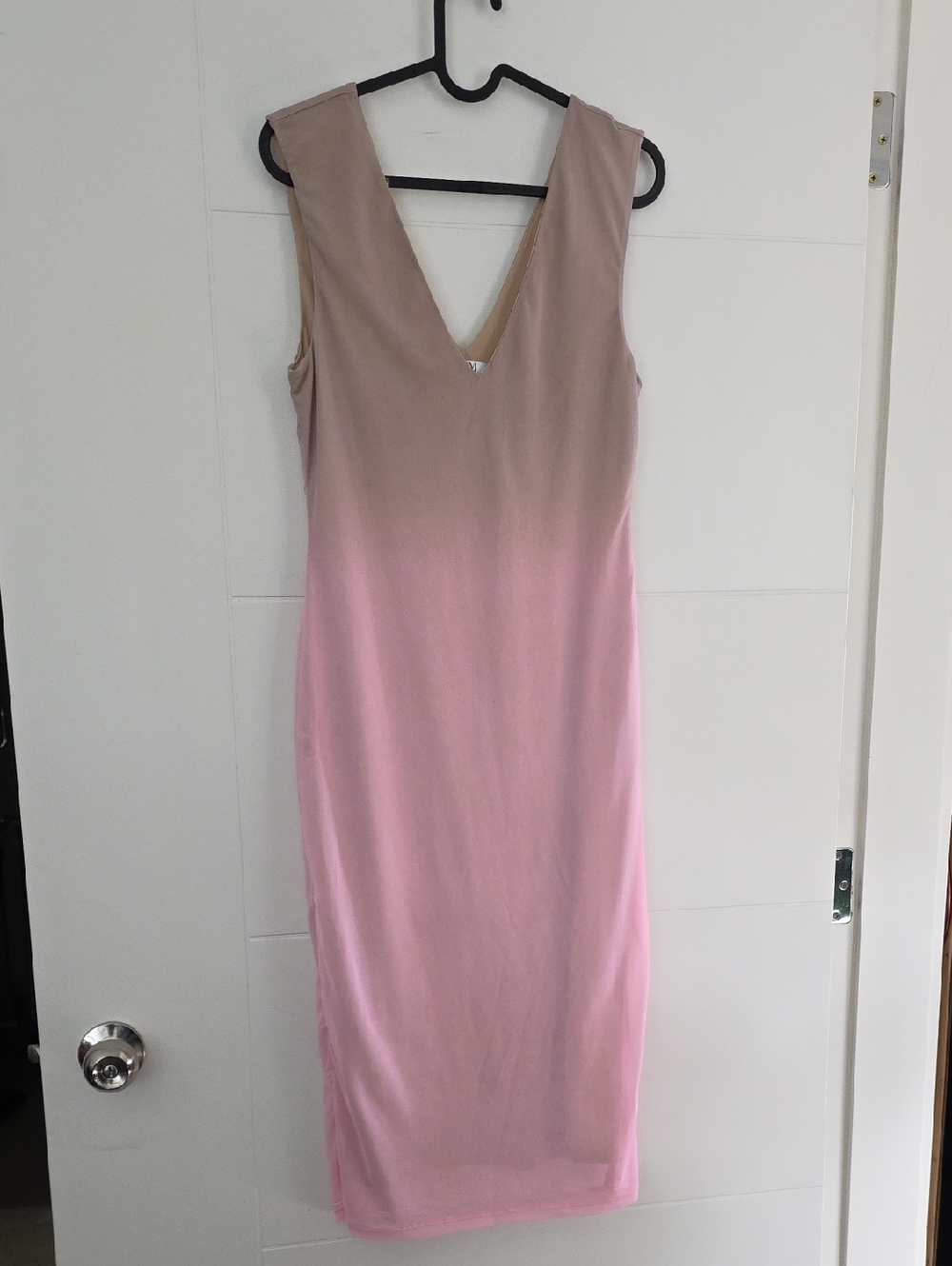 AFRM Beige-to-Pink Ombre V‑Neck Midi Dress